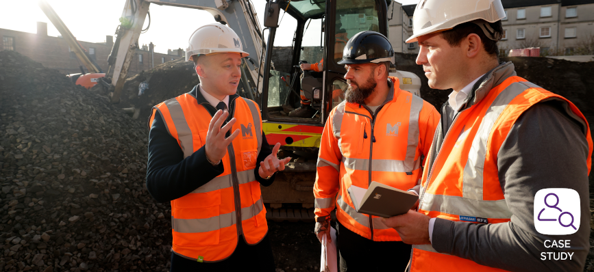 RBS Relationship Manager Adam Trout (left) on site with the MSquared team.