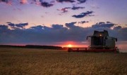 farm tractor sunset